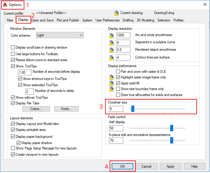 Crosshair-size-setting